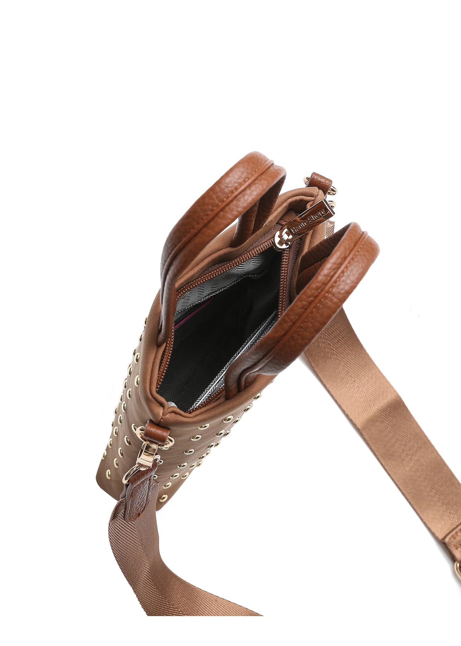 Mila Saddle Studded Suede Phone Crossbody Bag