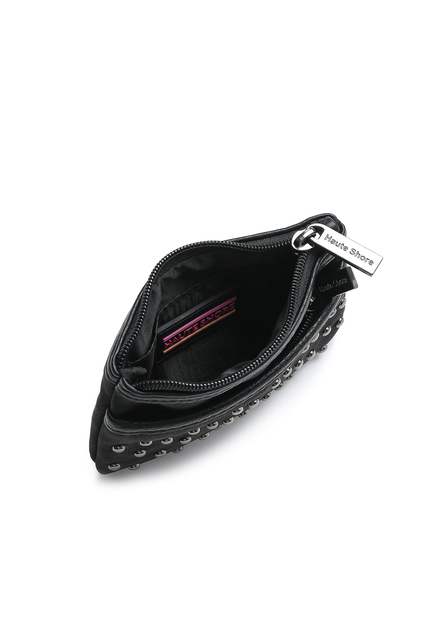 Max Black Studded Suede Card Case