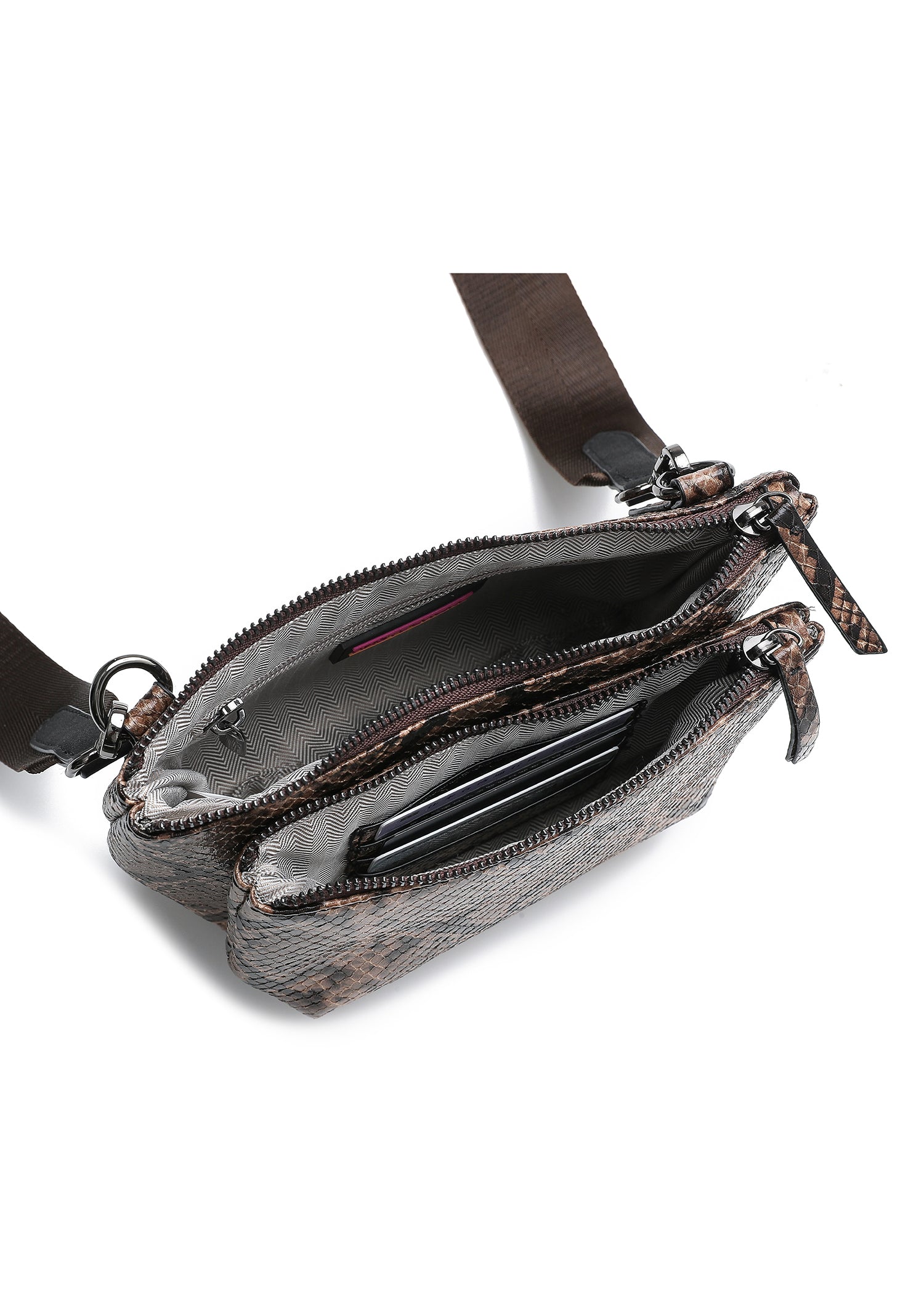 Devon Brown Python Convertible Crossbody - FINAL SALE