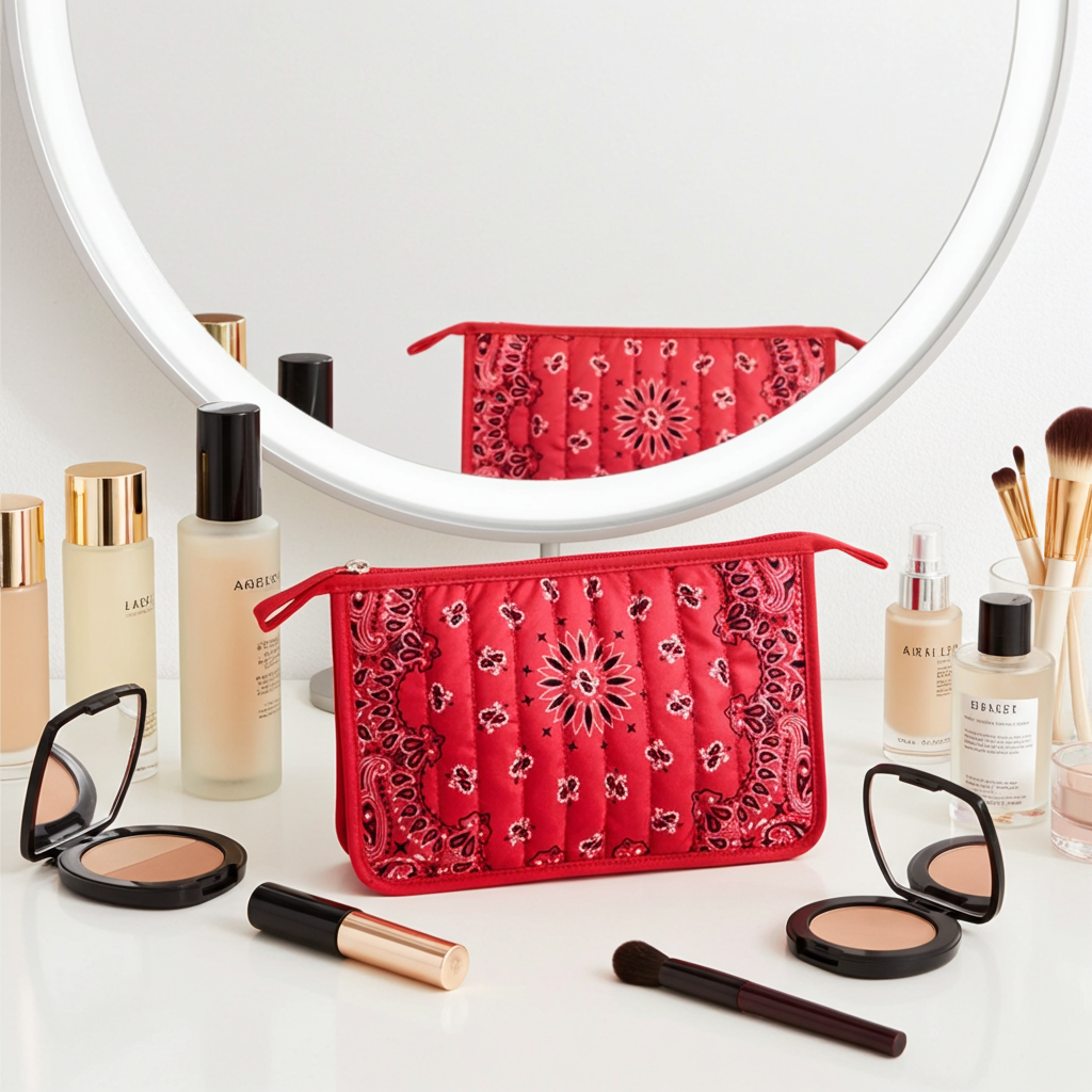 Beau Red Bandana Pouch with Monogram