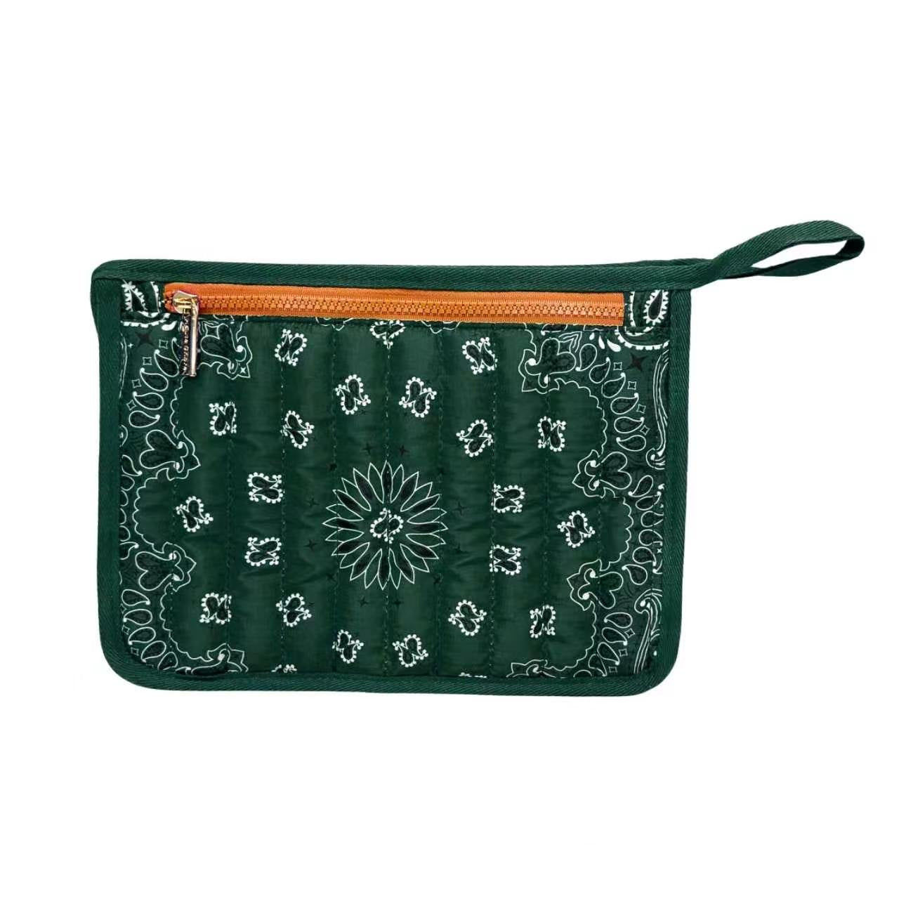 Beau Green/Orange Bandana Pouch