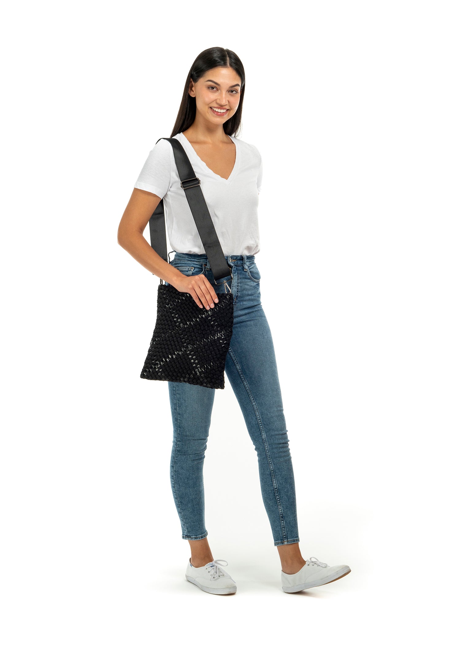 Val Noir Convertible Woven Crossbody