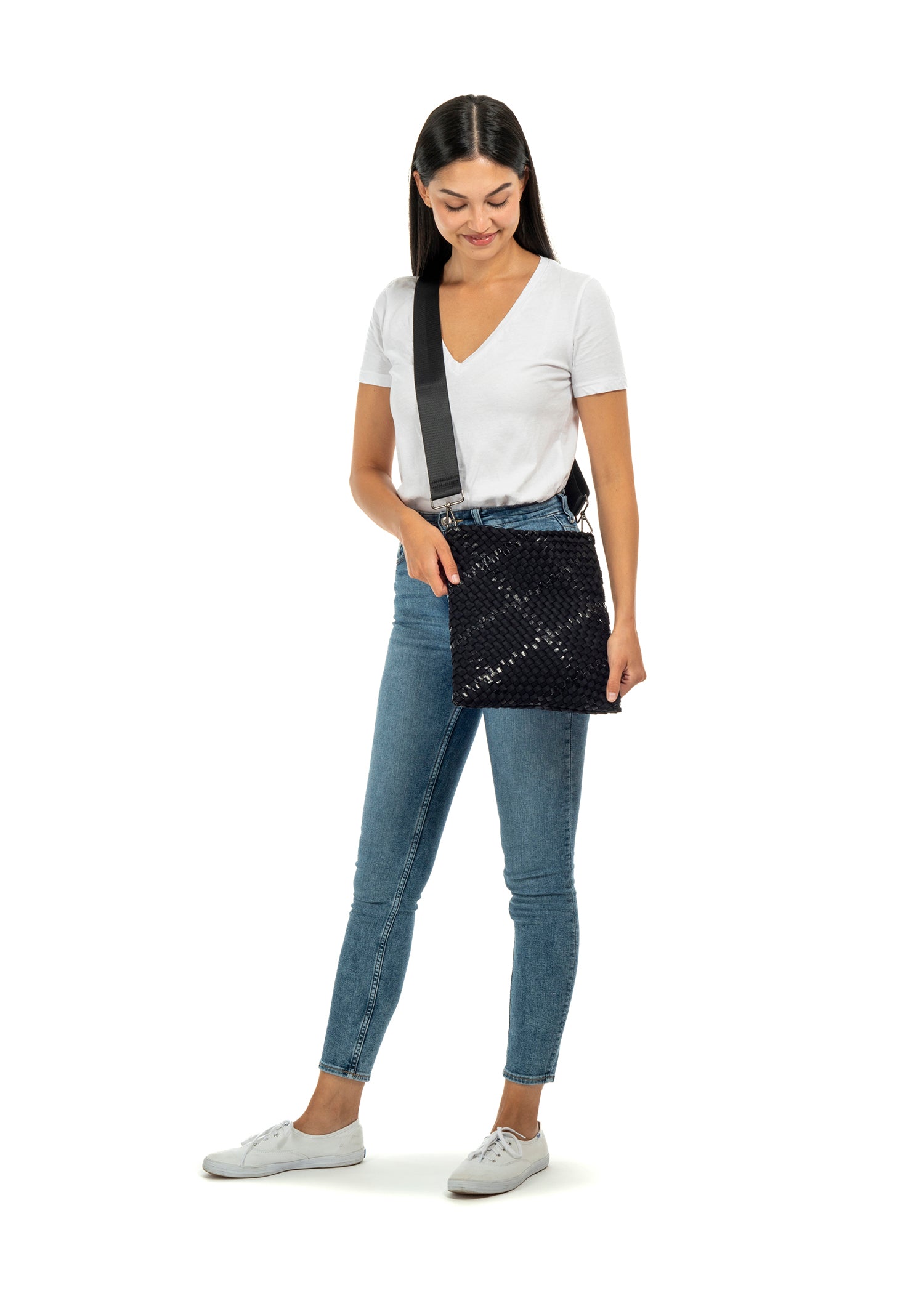 Val Noir Convertible Woven Crossbody