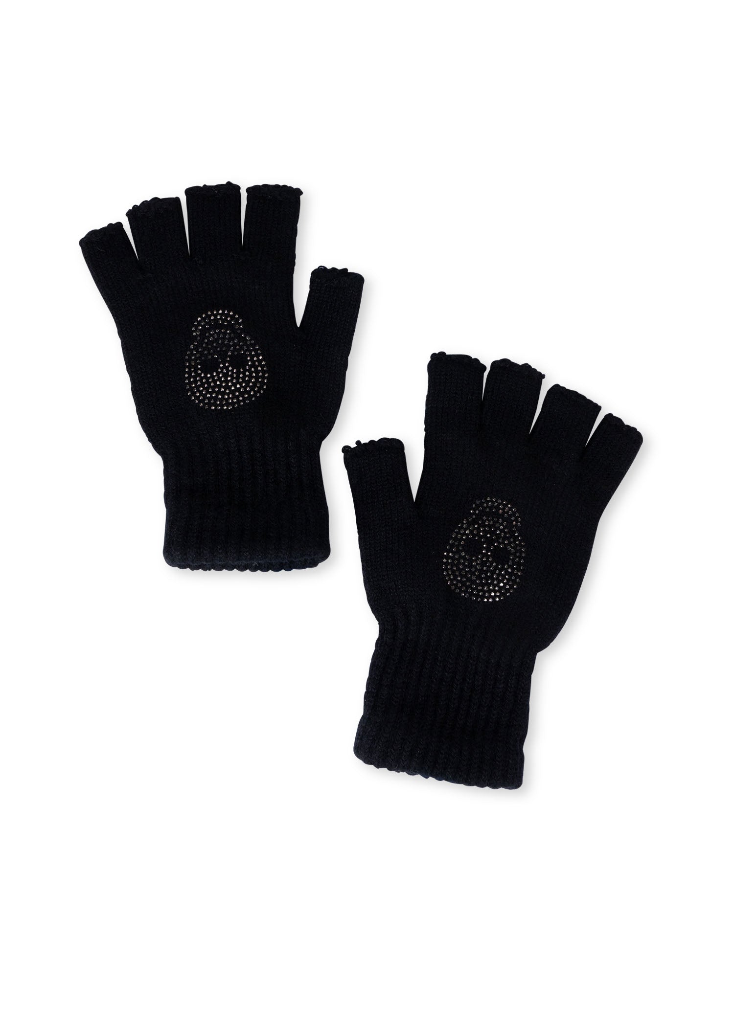 skull fingerless gloves black/hematite