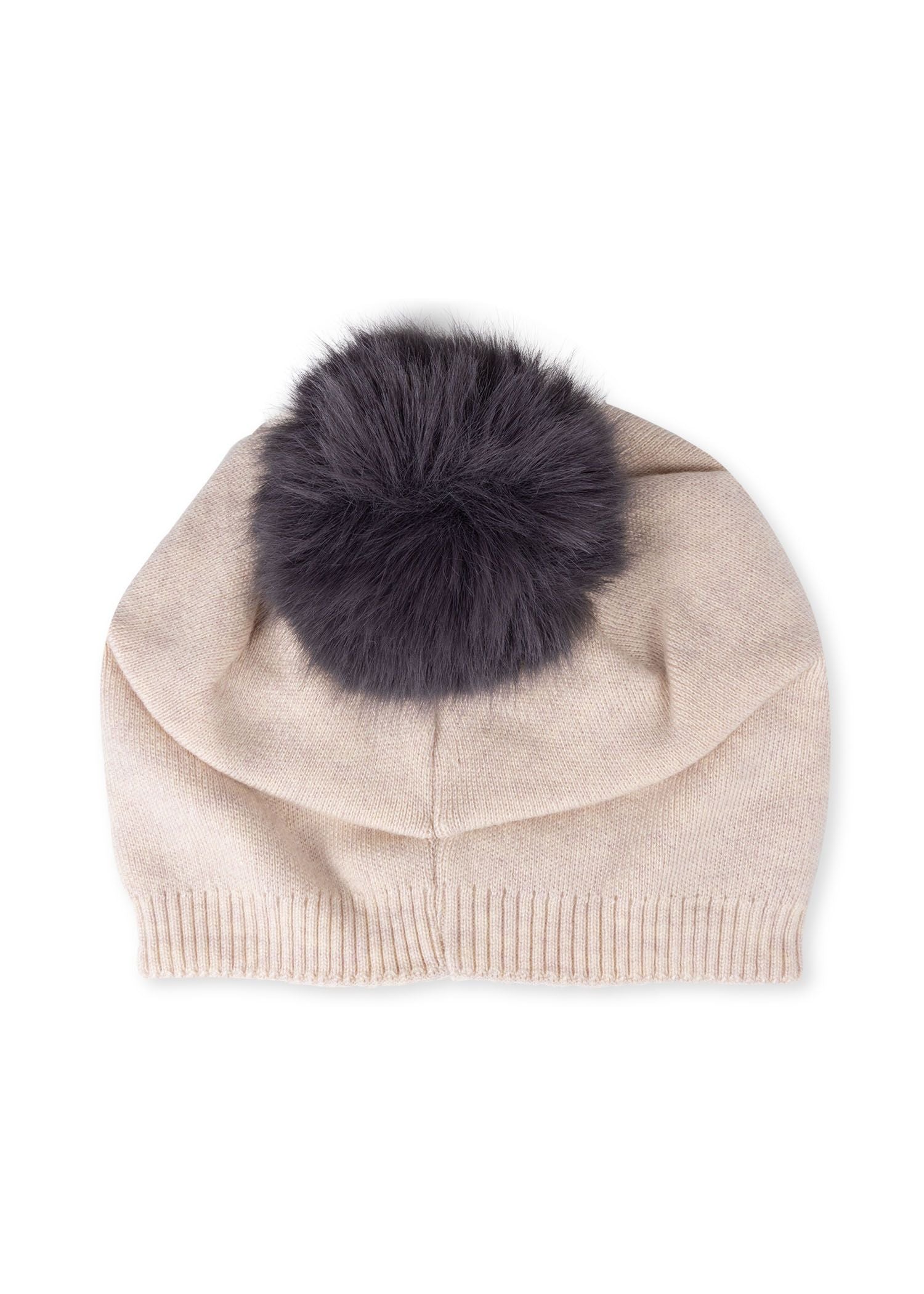 skull beanie faux pom pom