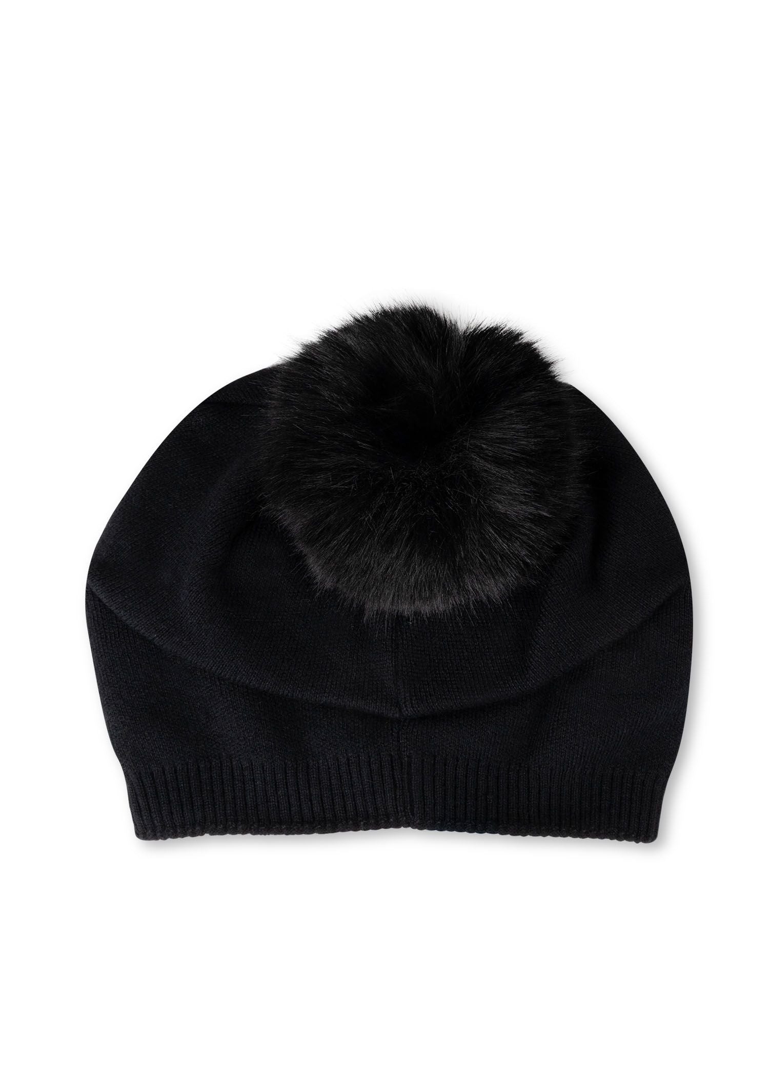 skull beanie faux pom pom