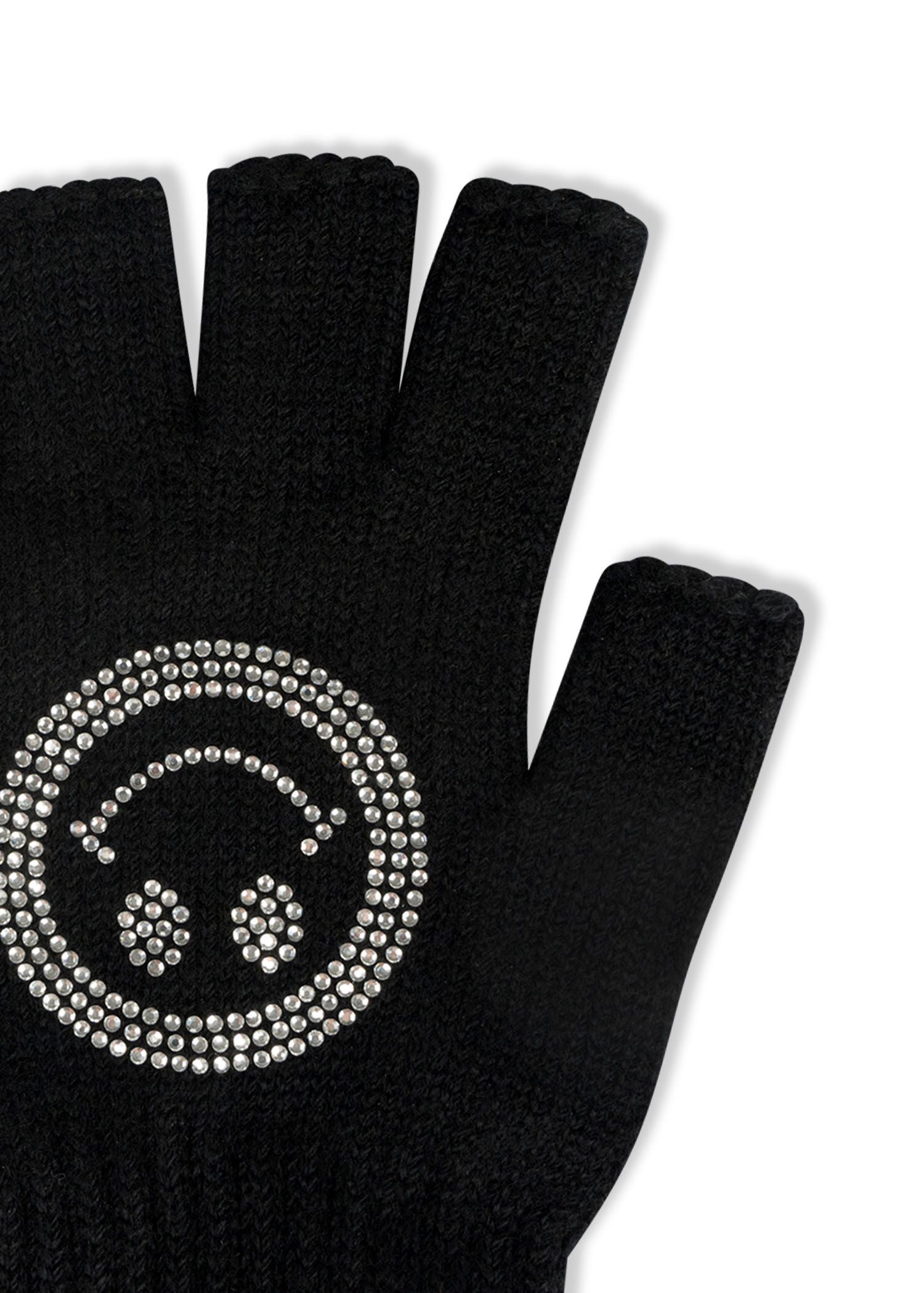 smiley fingerless glove